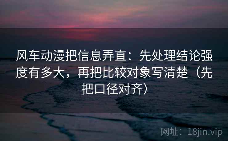 风车动漫把信息弄直：先处理结论强度有多大，再把比较对象写清楚（先把口径对齐）
